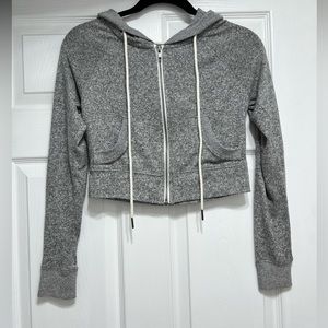 Cropped Lightweight Full Zip Hoodie